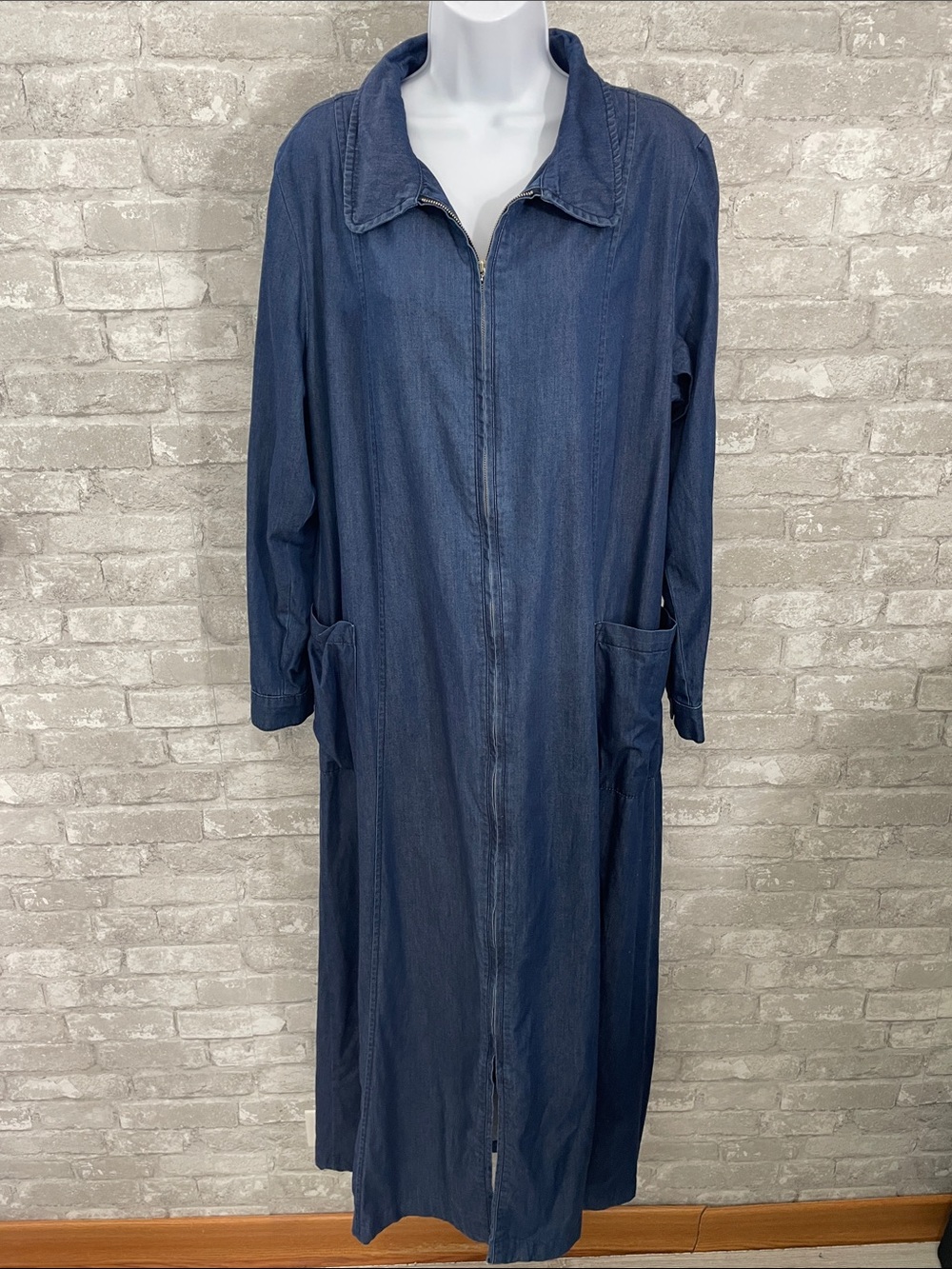 NEWAYS Long Zip-Front Denim Maxi Dress - Blue